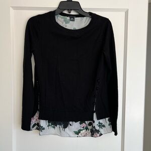 Club Monaco Sweater with floral faux under blouse